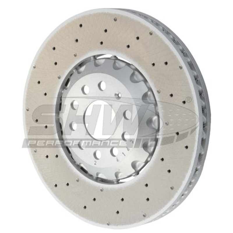 SHW Performance 2022 Audi S3 2.0L Front Cross-Drilled Lightweight Brake Rotor (357x34mm)