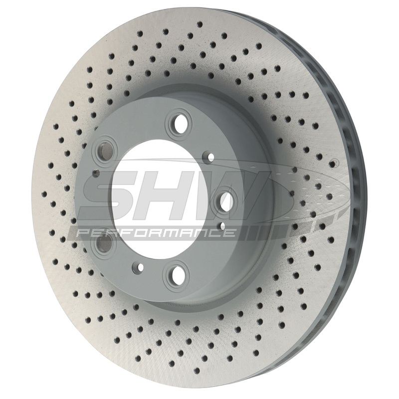 SHW Performance 99-08 Porsche 911 Carrera 3.6L w/o Ceramics Left Front Cross-Drille Monobloc Brake Rotor (318x28mm)