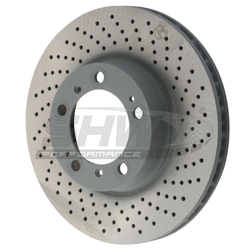 SHW Performance 99-08 Porsche 911 Carrera w/o Ceramic Brakes Right Front Drilled Monobloc Brake Rotor (318x28mm)