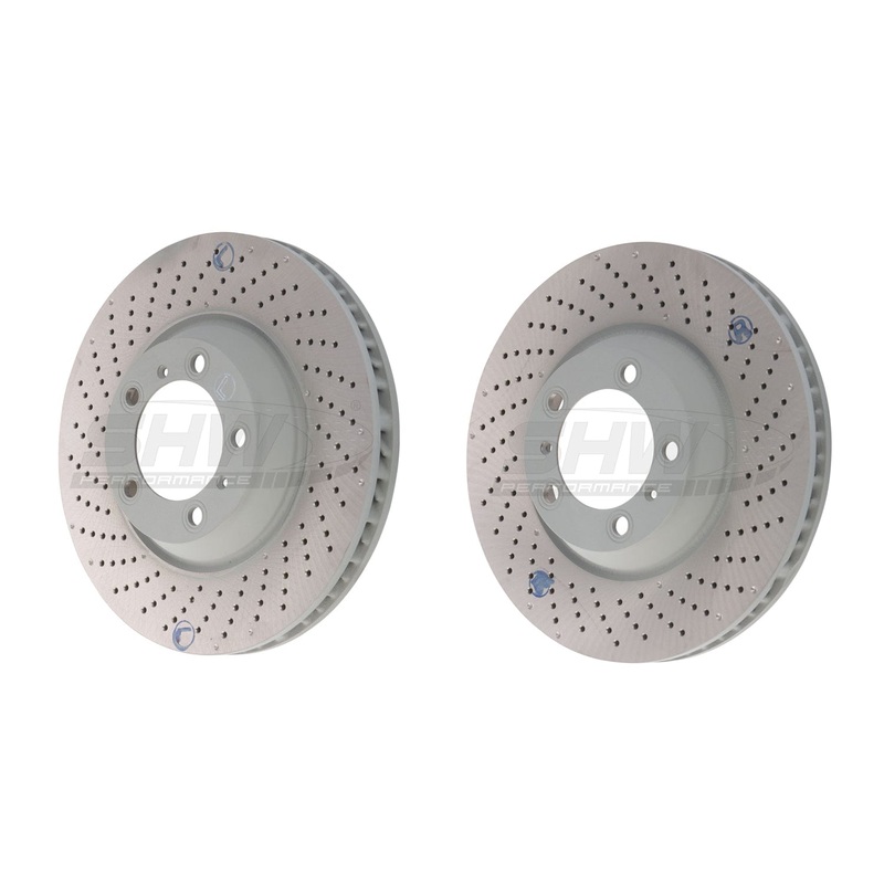 SHW Performance Front Cross-Drilled Monobloc Brake Rotor Kit (330×34) – Porsche Carrera 3.0L (2021)