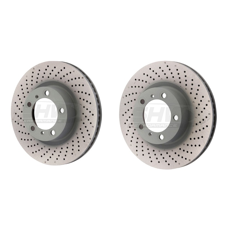 SHW Performance Front Drilled-Dimpled MB Brake Rotor Kit (330×28) – Porsche / 991 / 911 / 718 / Boxster / Cayman / 3.4L