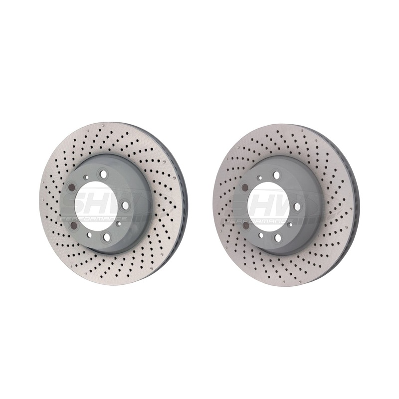 SHW Performance Front Drilled-Dimpled MB Brake Rotor Kit (330×34) – Porsche / 996 / 997 / 911 / 3.6L / 3.8L