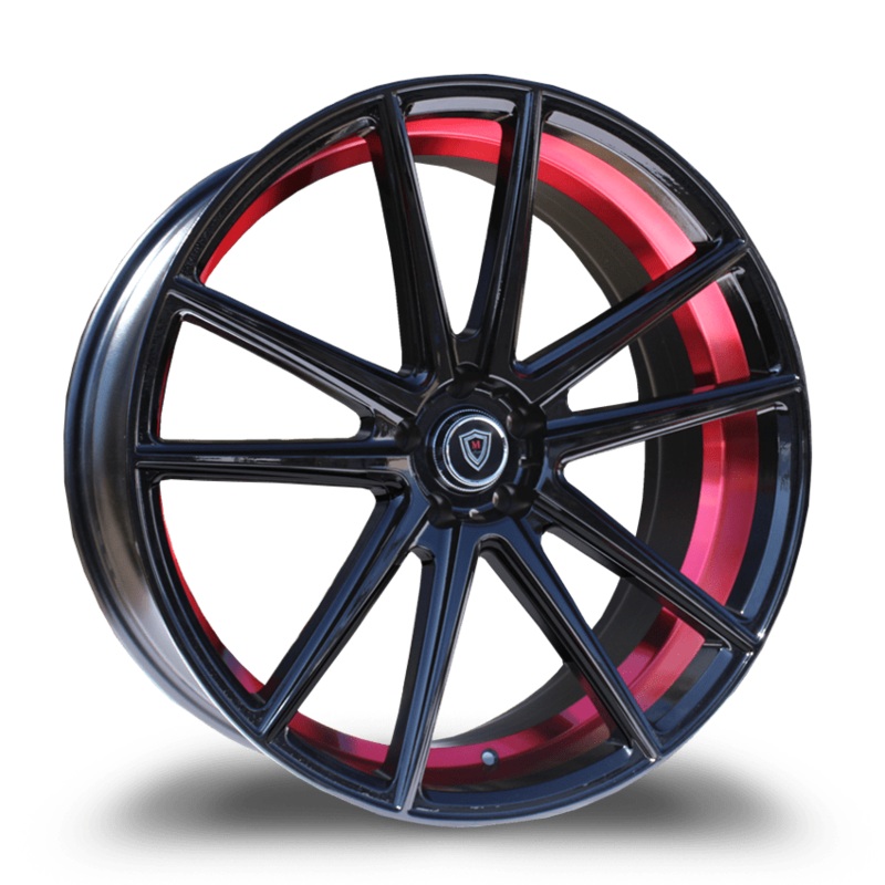 Marquee Wheels M3197 22″ 5×120 Black / Glossy Face Inner Red