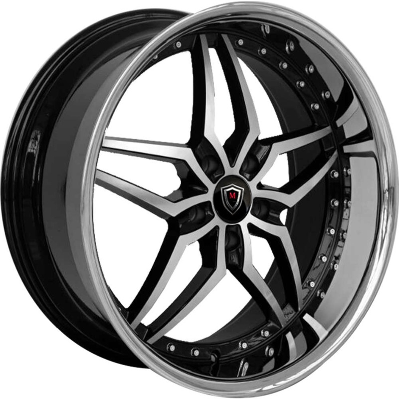 Marquee Wheels M5331A 22″ 5×114.3 Black / Machined / Stainless Lip
