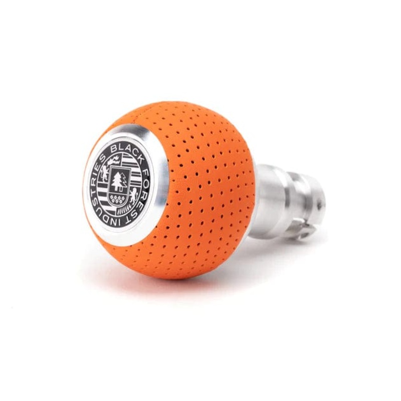 BFI GS2 Heavy Weight Shift Knob – BMW Auto – Style 1 – Arancia Mira Orange Air Leather / Machined Finish