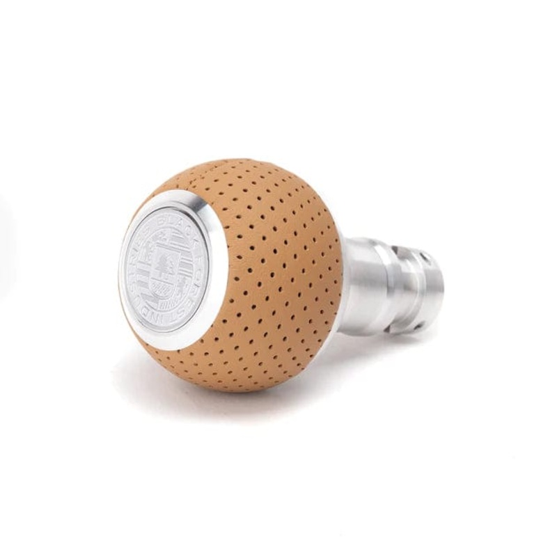 BFI GS2 Heavy Weight Shift Knob – BMW Auto – Style 1 – Sand Beige Air Leather / Machined Finish