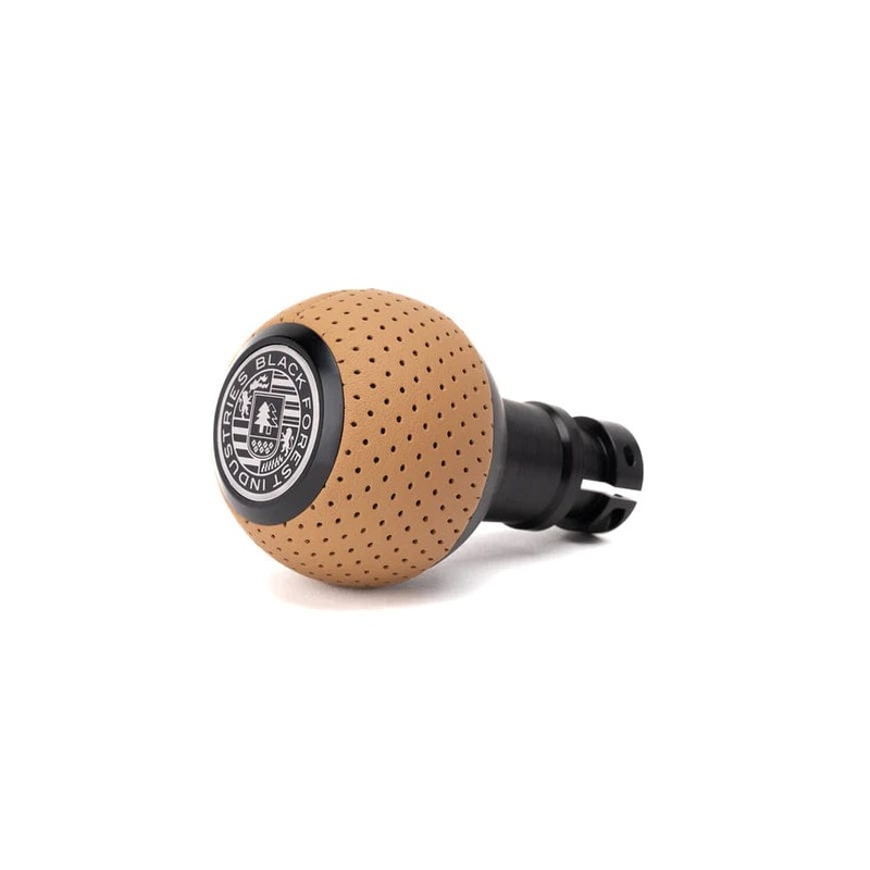 BFI GS2 Heavy Weight Shift Knob – BMW Auto – Style 2 – Sand Beige Air Leather / Machined Finish