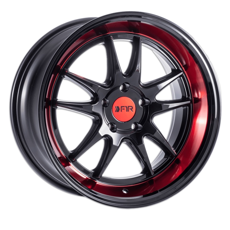 F1R F102 18″ 5×112 Gloss Black w/ Red Lip (NLA)